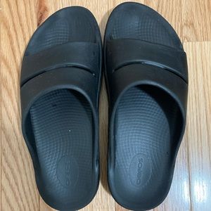 Oofos Ooahh Slides, Black, size 10(Men)/size 12(Women)